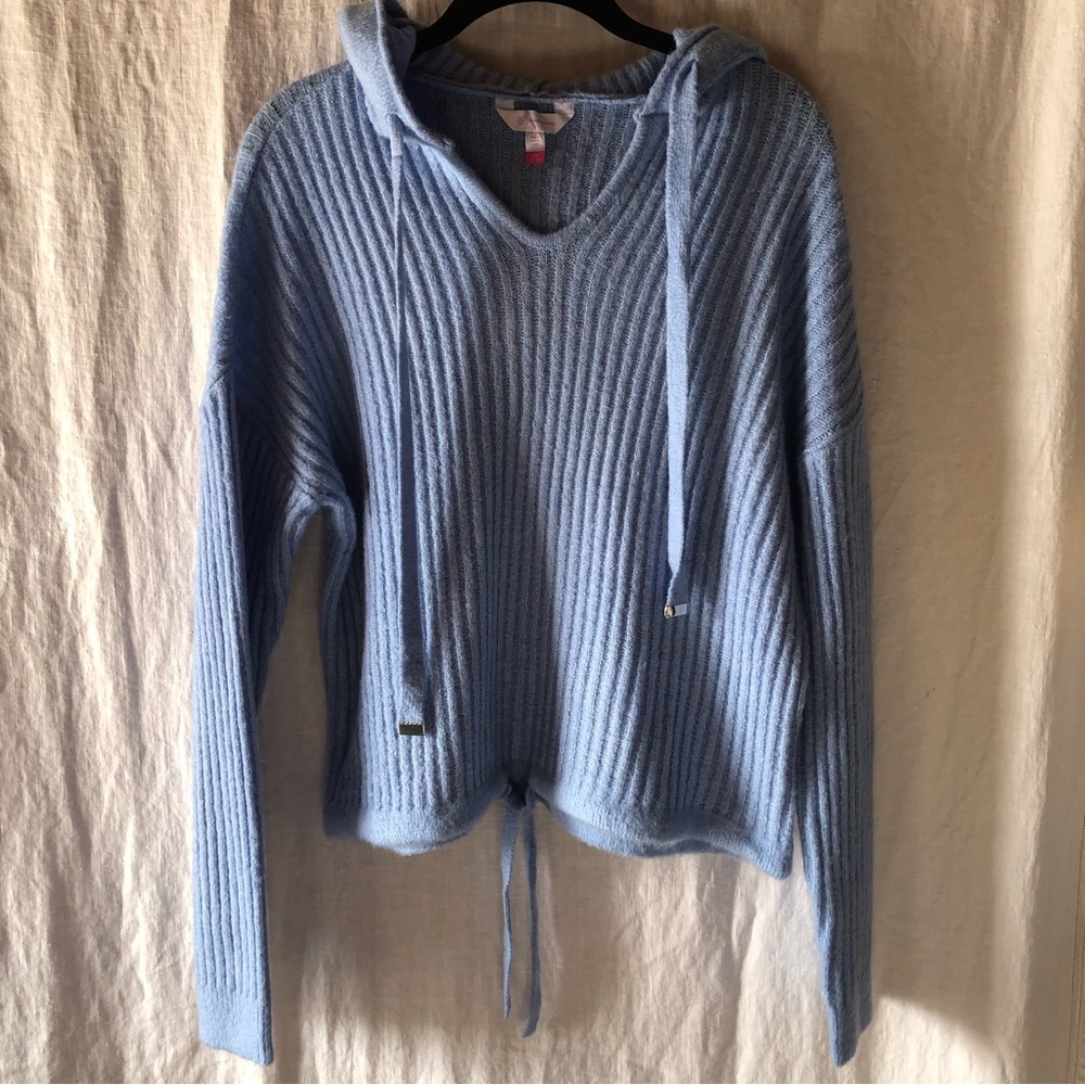NOBO ribbed super soft pullover v neck hoodie in sky blue size L